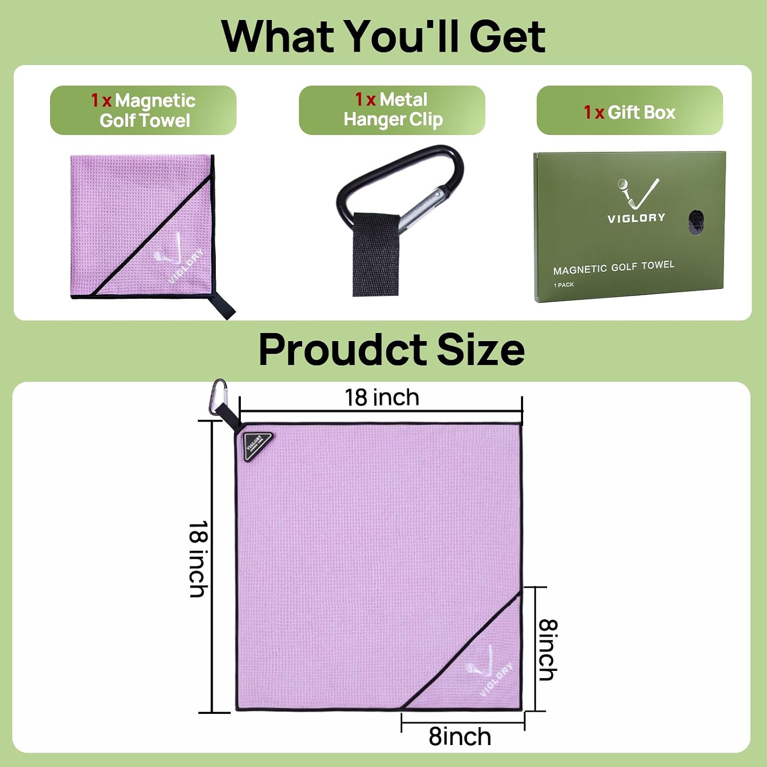 Magnetic Golf Towel – 18" x 18" Microfiber