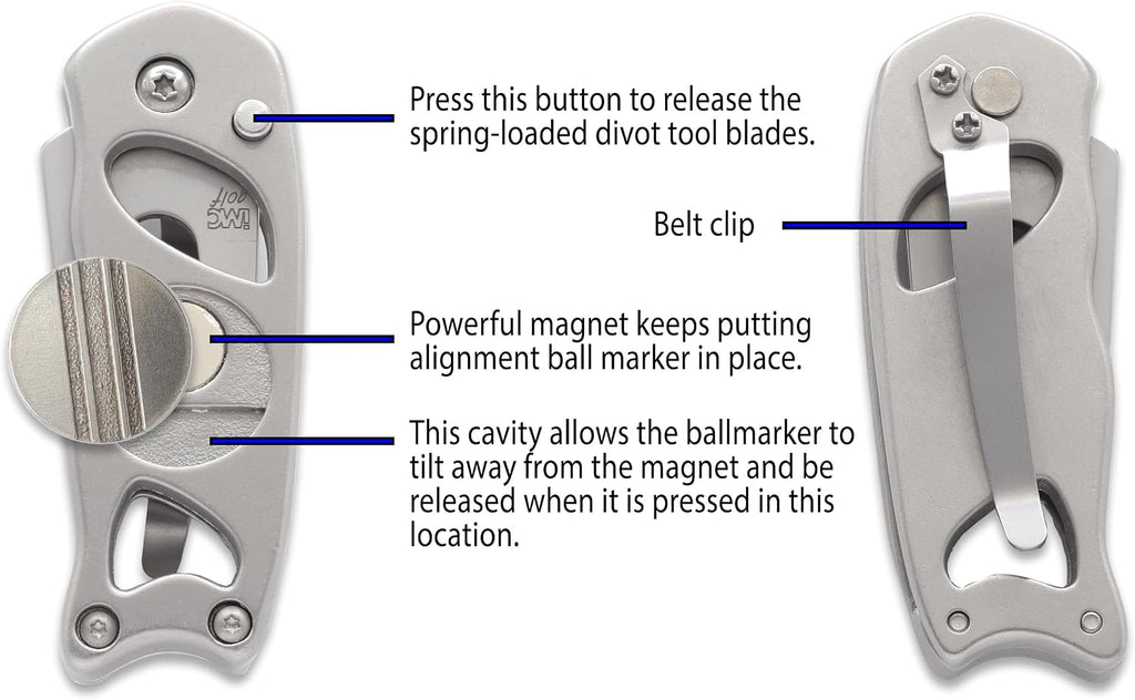 Switchblade Steel Golf Divot Repair Tool & Ball Markers