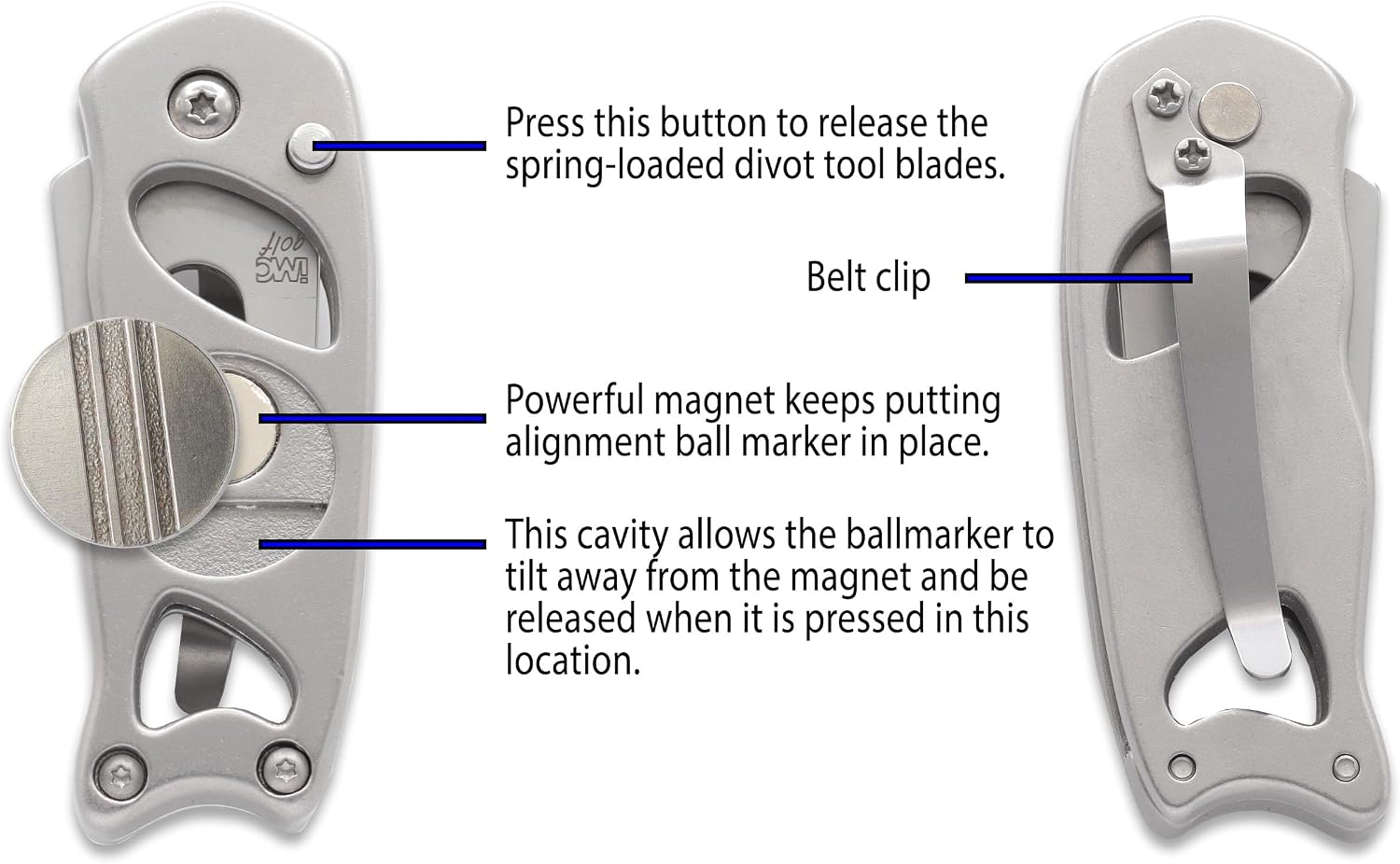 Switchblade Steel Golf Divot Repair Tool & Ball Markers